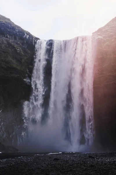 Skogafoss Wasserfall Auf Dem Fluss Skoga Island — Stockfoto