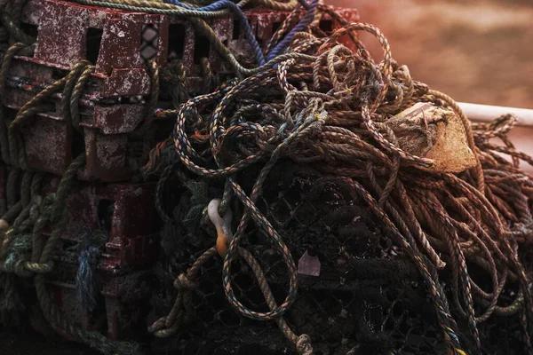 Rıhtımdaki Balık Tuzaklarına Yakın Çekim — Stok fotoğraf