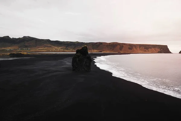 Vue Plage Sable Noir Islande — Photo