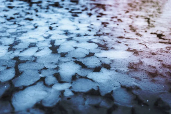Παγωμένη Λίμνη Χειμώνα Στο Νησί Lofoten Της Νορβηγίας — Φωτογραφία Αρχείου