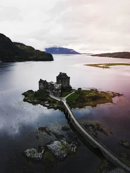 stock image Drone shot of Eilean Donan Castle, Scotland