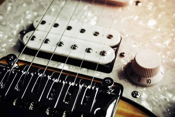 Close Uma Corda Guitarra Elétrica — Fotografia de Stock