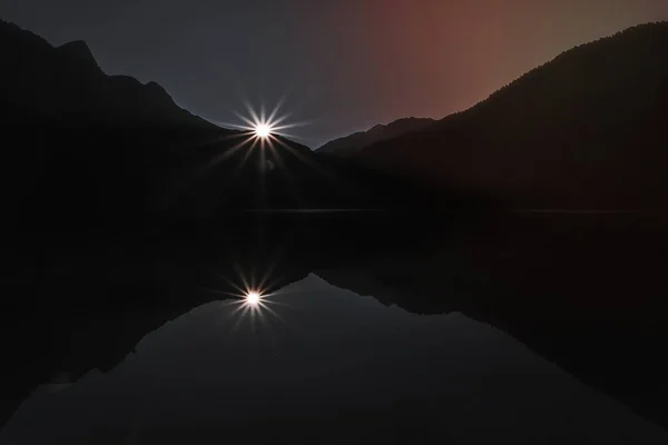 Silhouette View Lake Antholzer See Italië — Stockfoto