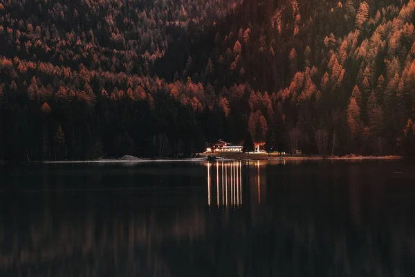 Gyönyörű Antholzer See Lake Dél Tirol Olaszország — Stock Fotó