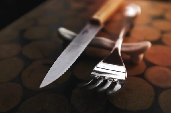 Juego Tenedor Cuchillo Carne —  Fotos de Stock