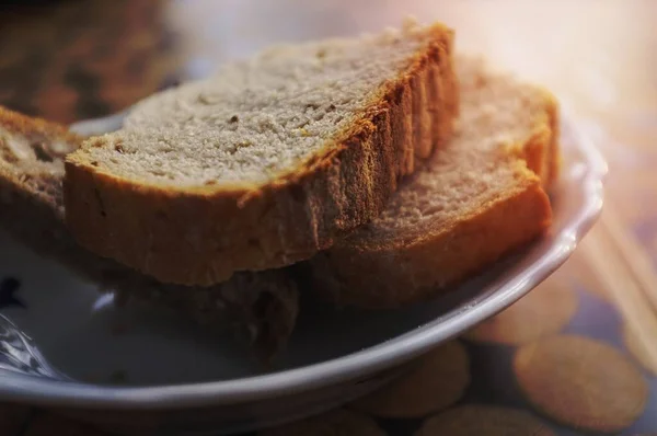 Closeup Της Φέτες Ψωμί — Φωτογραφία Αρχείου