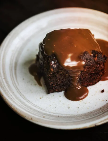 Αλατισμένα Καραμέλα Σοκολάτας Κέικ Τροφίμων Ιδέα Συνταγή Φωτογραφία — Φωτογραφία Αρχείου