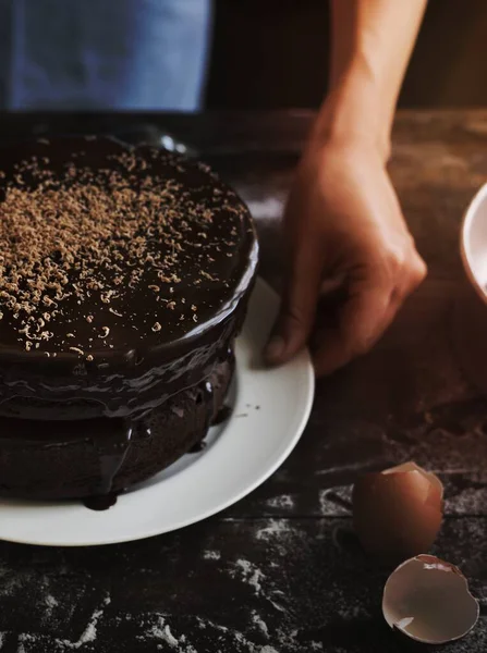 Σοκολάτα Κέικ Τροφίμων Φωτογραφία Συνταγή Ιδέα — Φωτογραφία Αρχείου