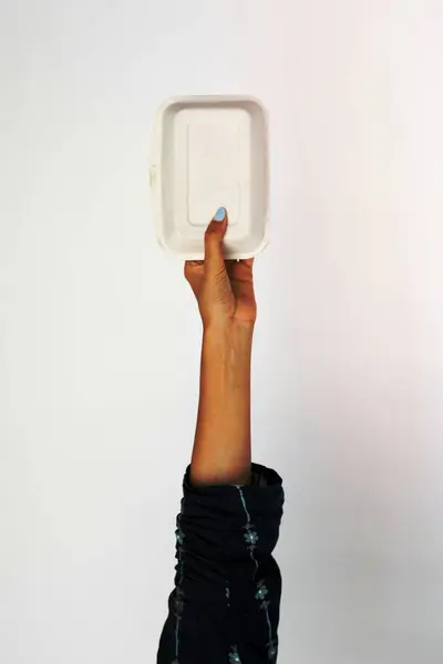 stock image Hand Hold Show Recyclable Paper Food Box