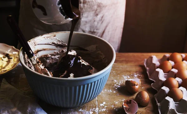 巧克力霜食品摄影食谱创意 — 图库照片