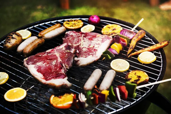 Barbecues Steak Szén Grill — Stock Fotó