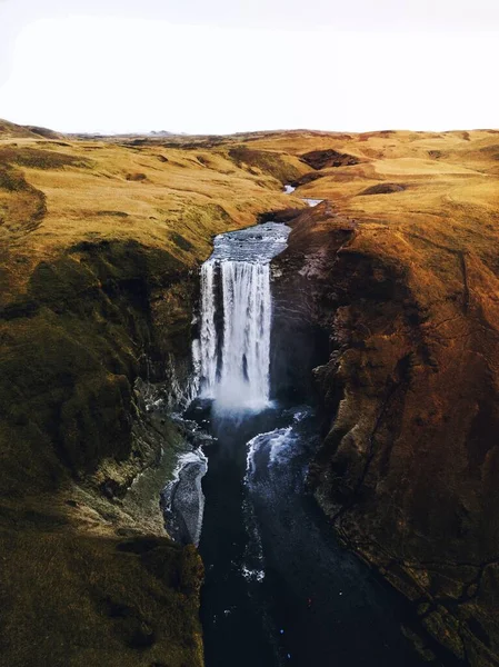 Uma Cachoeira Skgafoss Rio Skoga Sul Islândia — Fotografia de Stock