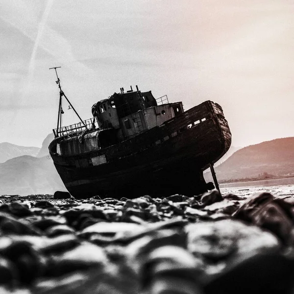 Старый Затонувший Корабль Берегов Форт Уильяма Шотландия — стоковое фото
