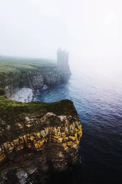 Misty Utsikt Över Keiss Slott Skottland — Stockfoto