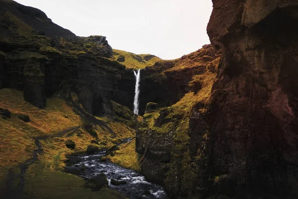 View Kvernufoss Waterfall South Iceland — Fotografia de Stock