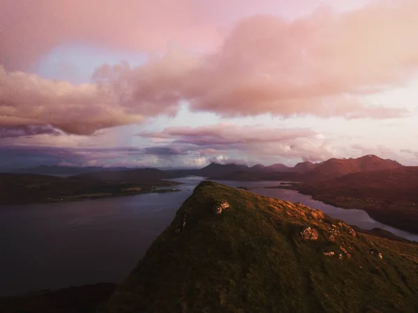 Sonnenuntergang Bei Skye Cuillin Schottland — Stockfoto