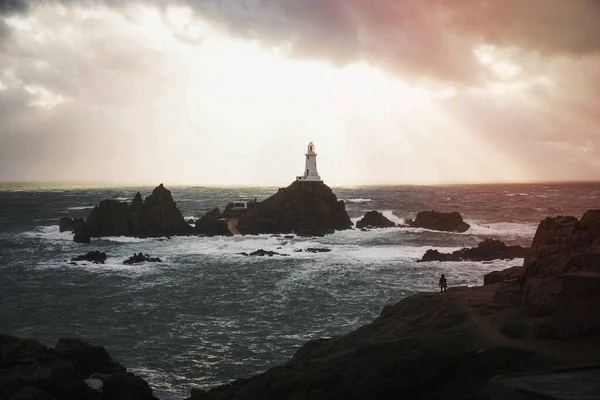 Corbiere Lighthouse Острові Джерсі Шотландія — стокове фото