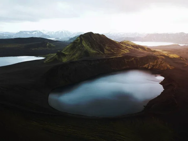 Vista Del Lago Hnausapollur Las Tierras Altas Islandia — Foto de Stock