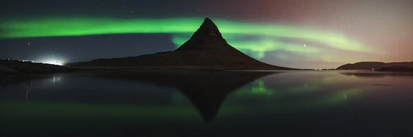 Kirkjufell Nordlicht Island — Stockfoto