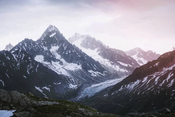 Neve Coberto Mont Blanc Maciço — Fotografia de Stock