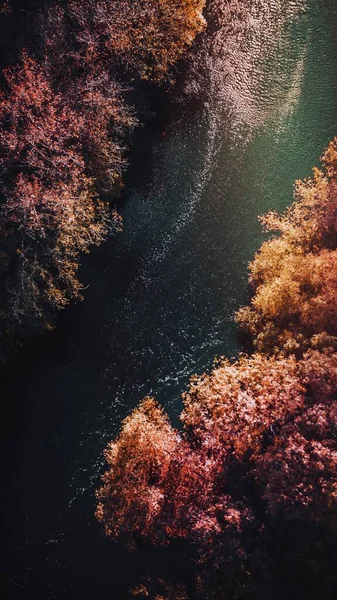 Natuur Iphone Wallpaper Vanuit Lucht Uitzicht Een Rivier Die Door — Stockfoto