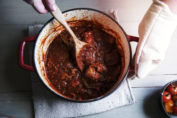 Homemade Spaghetti Sauce Food Photography Recipe Idea — Stock Photo, Image