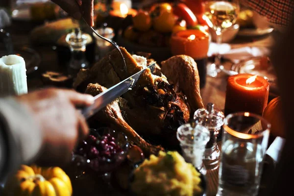 stock image Cutting Turkey Thanksgiving Celebration Concept