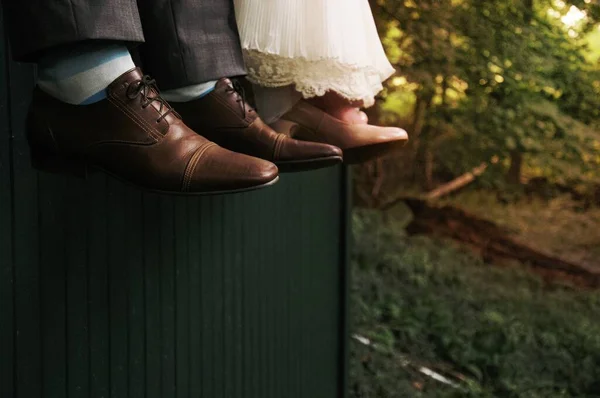 Feet Newlywed Couple — Stock Photo, Image