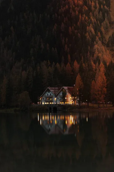 House Lake Anterselva Antholzer See Rasen Antholz Village South Tyrol — Φωτογραφία Αρχείου