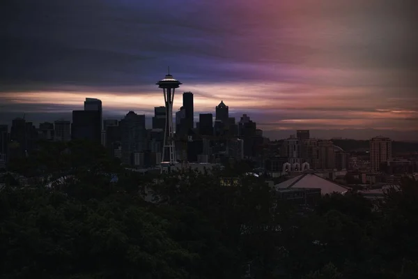 Seattle Ruimte Naald Bij Zonsopgang Van Kerry Park Queen Anne — Stockfoto