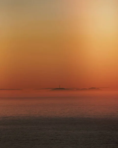 Foggy Faint Ocean Horizon Sunset — Stock Photo, Image
