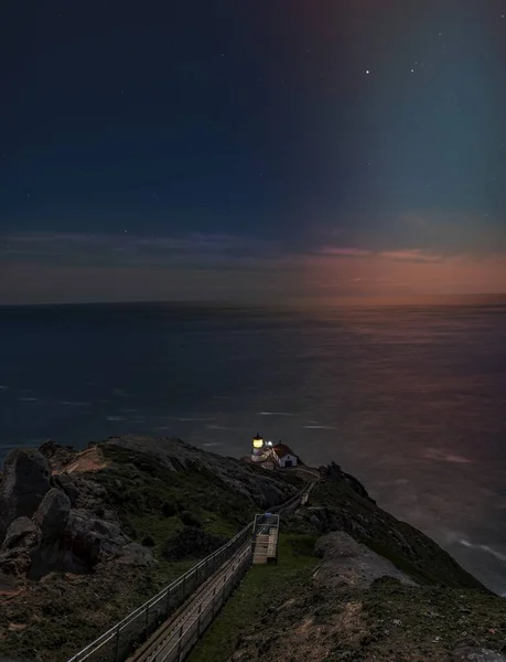 Point Reyes Casa Luz Noite — Fotografia de Stock
