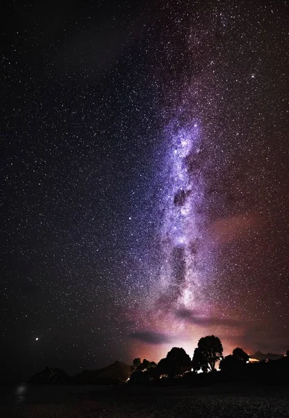 Lattea Attraversa Cielo Notturno Hahei Nuova Zelanda — Foto Stock
