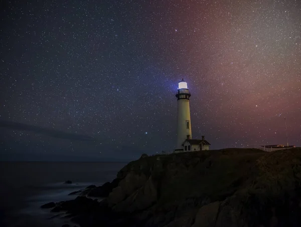 Pigeon Point Light Station Con Una Noche Estrellada San Francisco — Foto de Stock