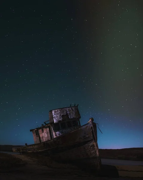 Barco Abandonado Playa Inverness Estados Unidos — Foto de Stock