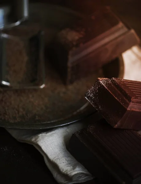 Fechar Barras Chocolate Escuro — Fotografia de Stock