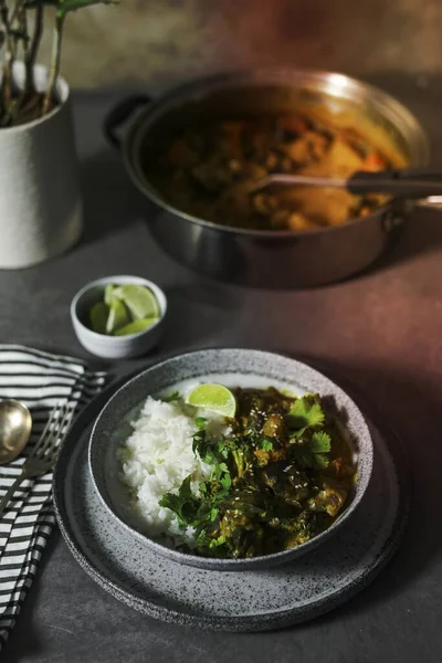 stock image Vegan vegetable curry with rice