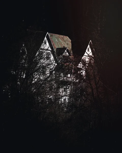 Autumn Trees Covering Haunted House — Stock Photo, Image
