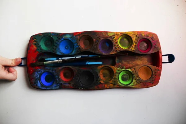 Child Colorful Paint Palatte — Stock Photo, Image