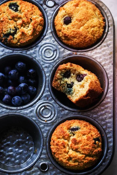 Low Carb Sugar Free Keto Blueberry Muffins Almond Flour Royalty Free Stock Images