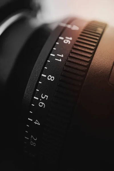 Skala Odległości Obiektywu Kamery Makro Shot — Zdjęcie stockowe