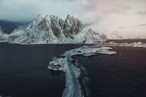 Δρόμος Προς Νησί Sakrisy Νορβηγία — Φωτογραφία Αρχείου