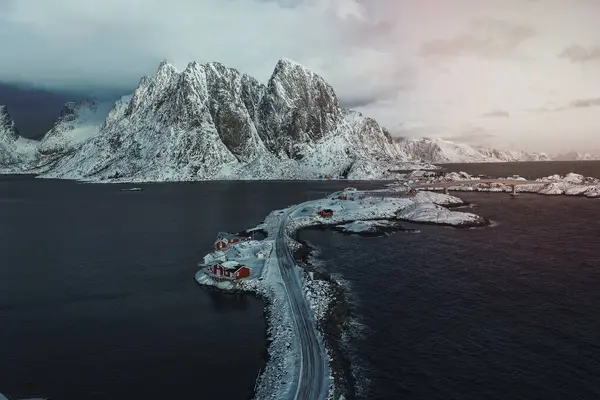 Una Strada Isola Sakrisy Norvegia — Foto Stock