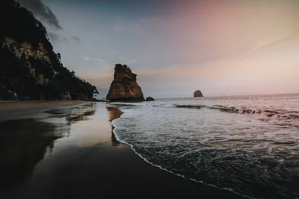 Cathedral Cove Sunset Nova Zelândia — Fotografia de Stock