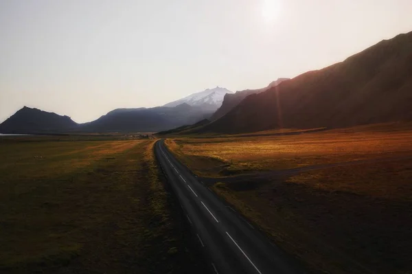 Drone Toma Una Ruta Escénica Islandia — Foto de Stock