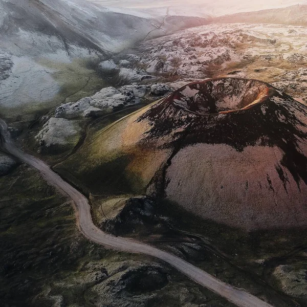 Zdjęcie Drona Wulkanu Islandia — Zdjęcie stockowe