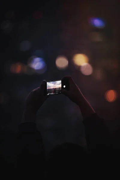 Capturar Uma Vista Cidade Noite — Fotografia de Stock