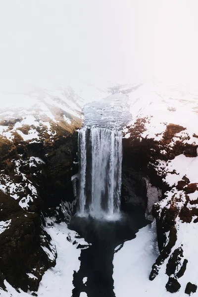 Cascada Skogafoss Invierno Islandia — Foto de Stock