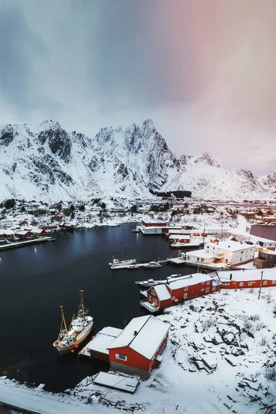 Mała Wioska Rybacka Lofoten Norwegia — Zdjęcie stockowe