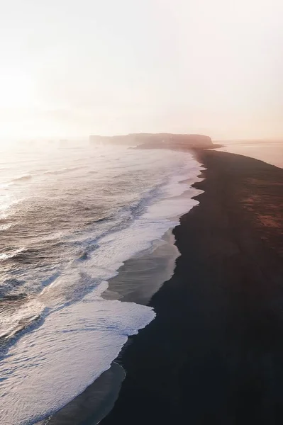 Praia Areia Preta Manhã Islândia — Fotografia de Stock